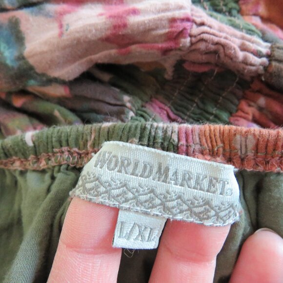 WORLD MARKET Tiered Maxi Dress in Purple Green Floral Boho Summer - Size L/XL - Picture 15 of 15